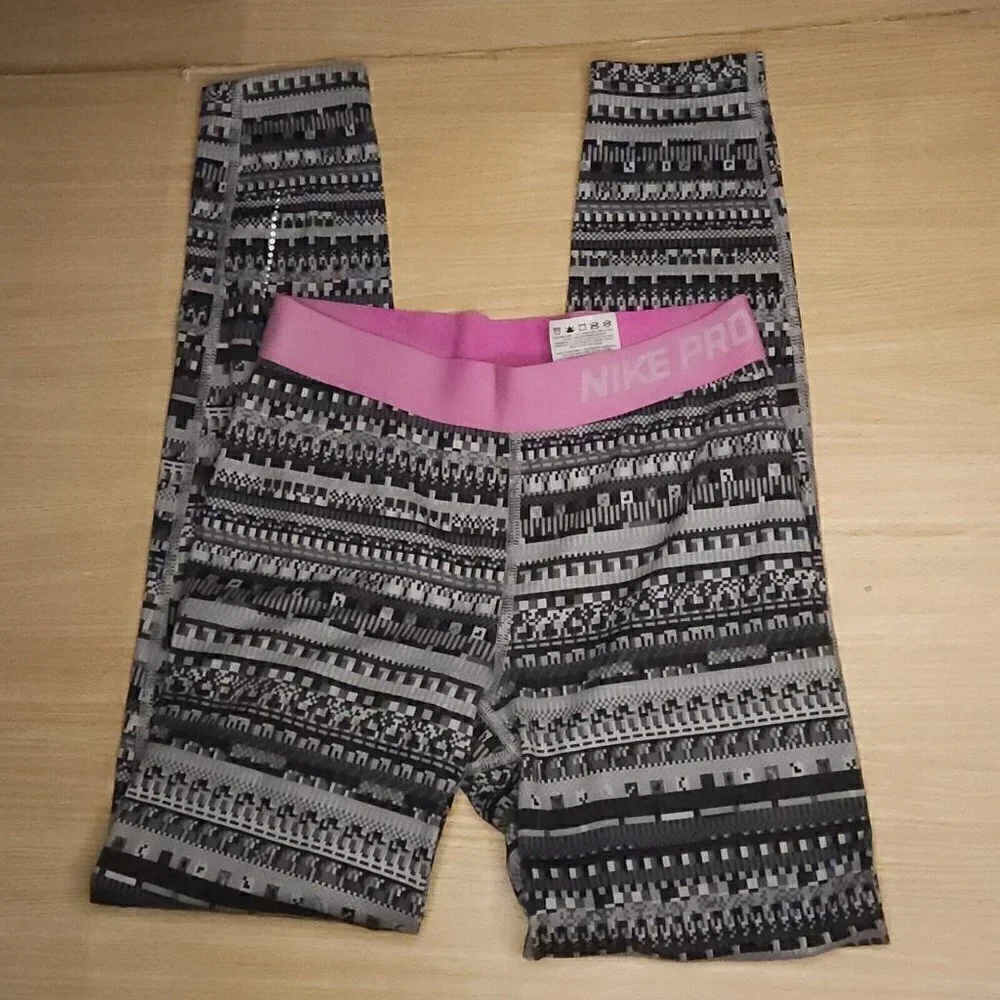 Nike Pro  Girl's Grey Athletic Leggings Large